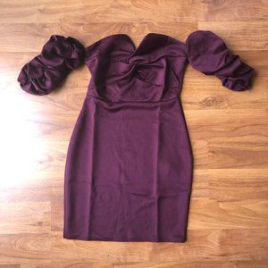 Boohoo Night Women's Elsie Off the Shoulder Bodycon Dress Berry US Size 6 NWT